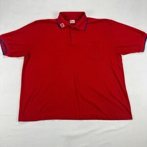 Vintage Landmark Bennett Racing Polo Shirt Men's XL Red‎ Blue Trim Total Logo